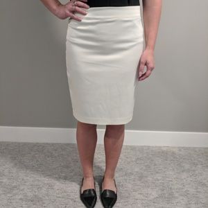 Silky white pencil skirt